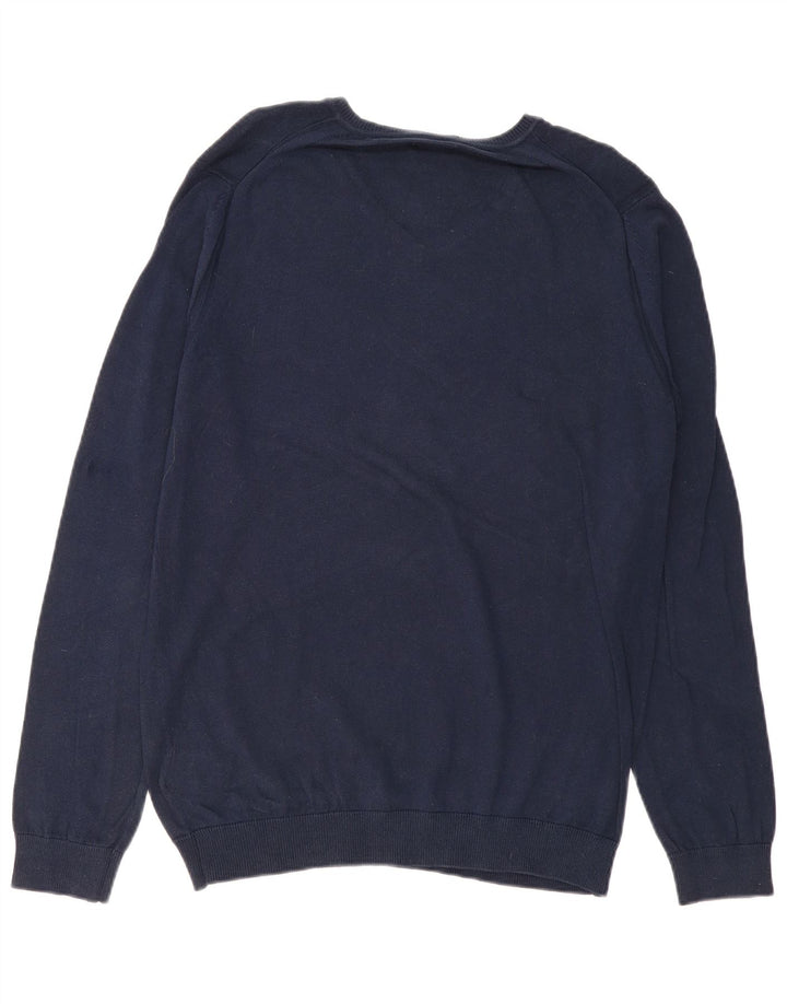 Lee Mens V-Neck Jumper Sweater Medium Navy Blue Cotton