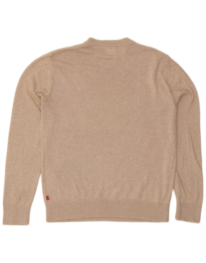 Levi's Mens Crew Neck Jumper Sweater Medium Beige Cotton