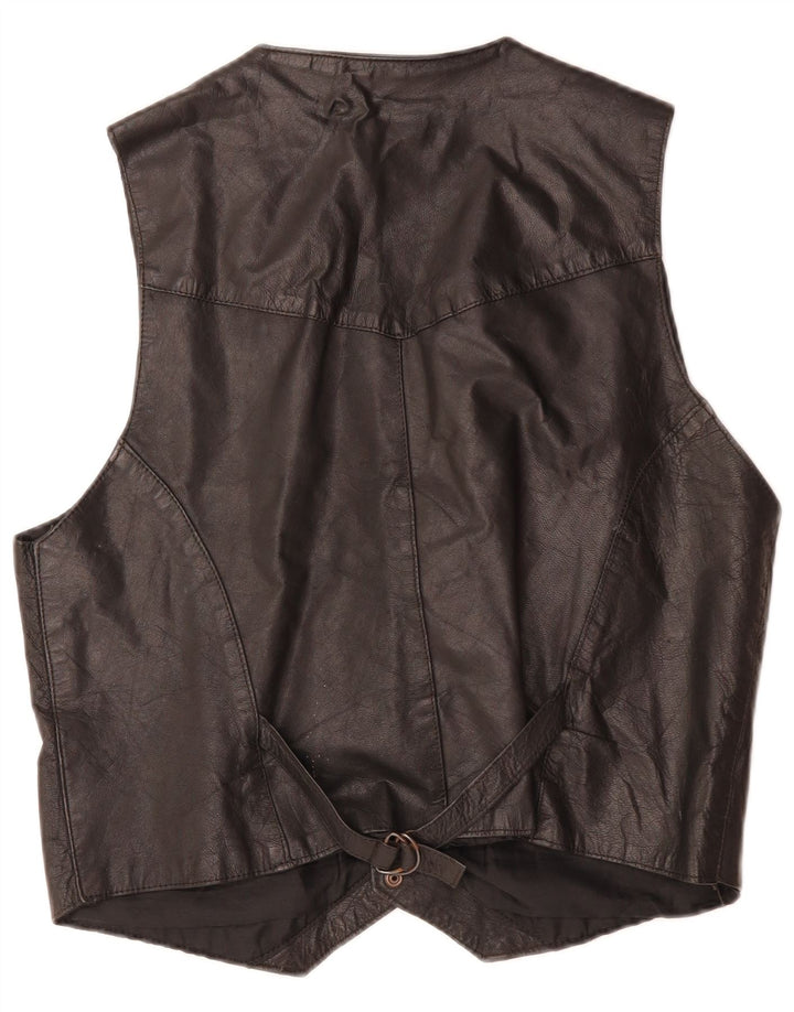 Akaso Mens Leather Waistcoat XL Black Leather