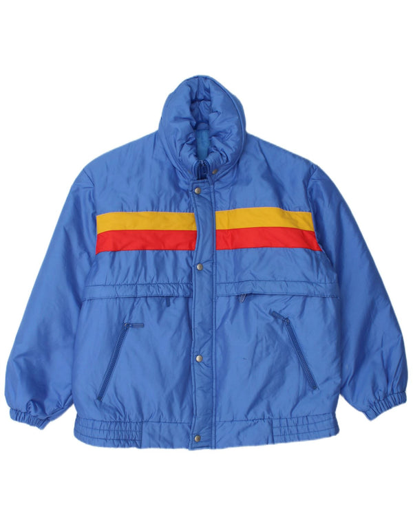 VINTAGE Mens Hooded Padded Jacket UK 36 Small Blue Colourblock Polyamide