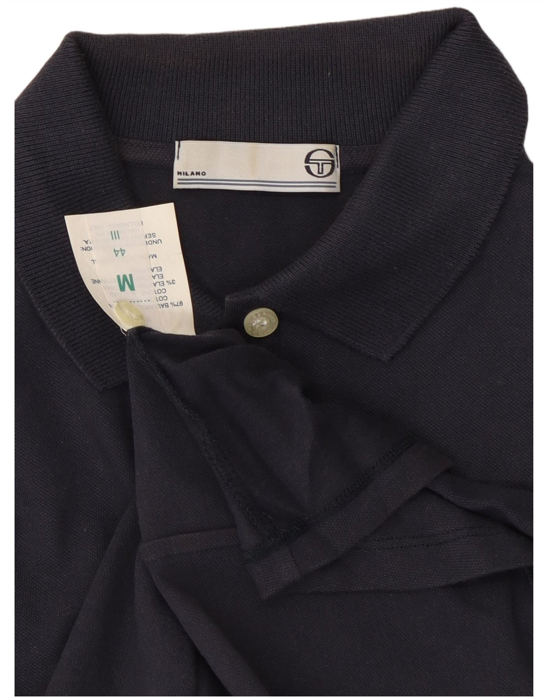 SERGIO TACCHINI Womens Polo Shirt UK 12 Medium Navy Blue Cotton