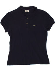 LACOSTE Womens Polo Shirt Size 42 Large Navy Blue Cotton