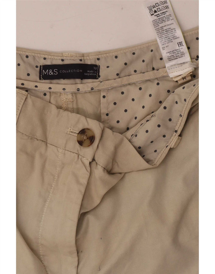 Marks & Spencer Womens Chino Shorts UK 12 Medium W32 Beige Cotton