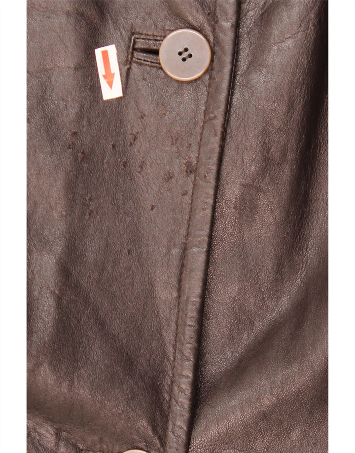 Vintage Womens Leather Coat IT 44 Medium Brown Leather