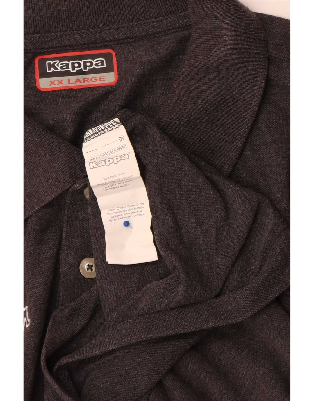 Kappa Mens Polo Shirt 2XL Grey Cotton