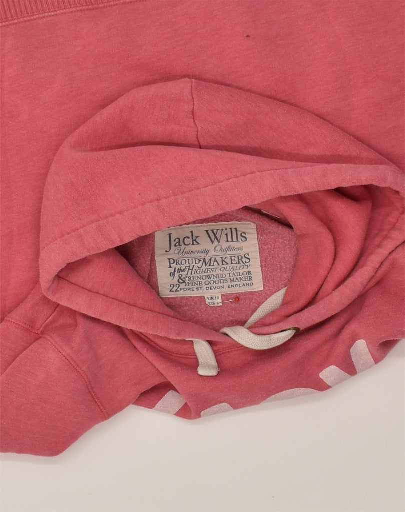 JACK WILLS Womens Graphic Hoodie Jumper UK 10 Small Red Cotton | Vintage Jack Wills | Thrift | Second-Hand Jack Wills | Used Clothing | Messina Hembry 