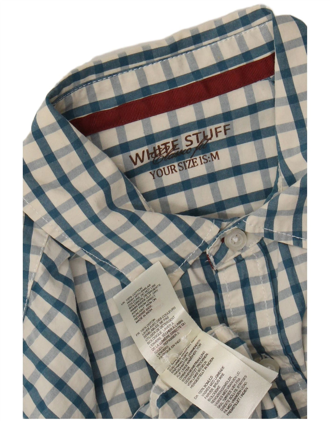 White Stuff Mens Classic Fit Shirt Medium Blue Check Cotton