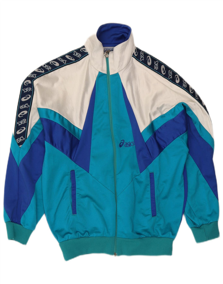 Asics Mens Graphic Tracksuit Top Jacket IT 44 XS Blue Colourblock