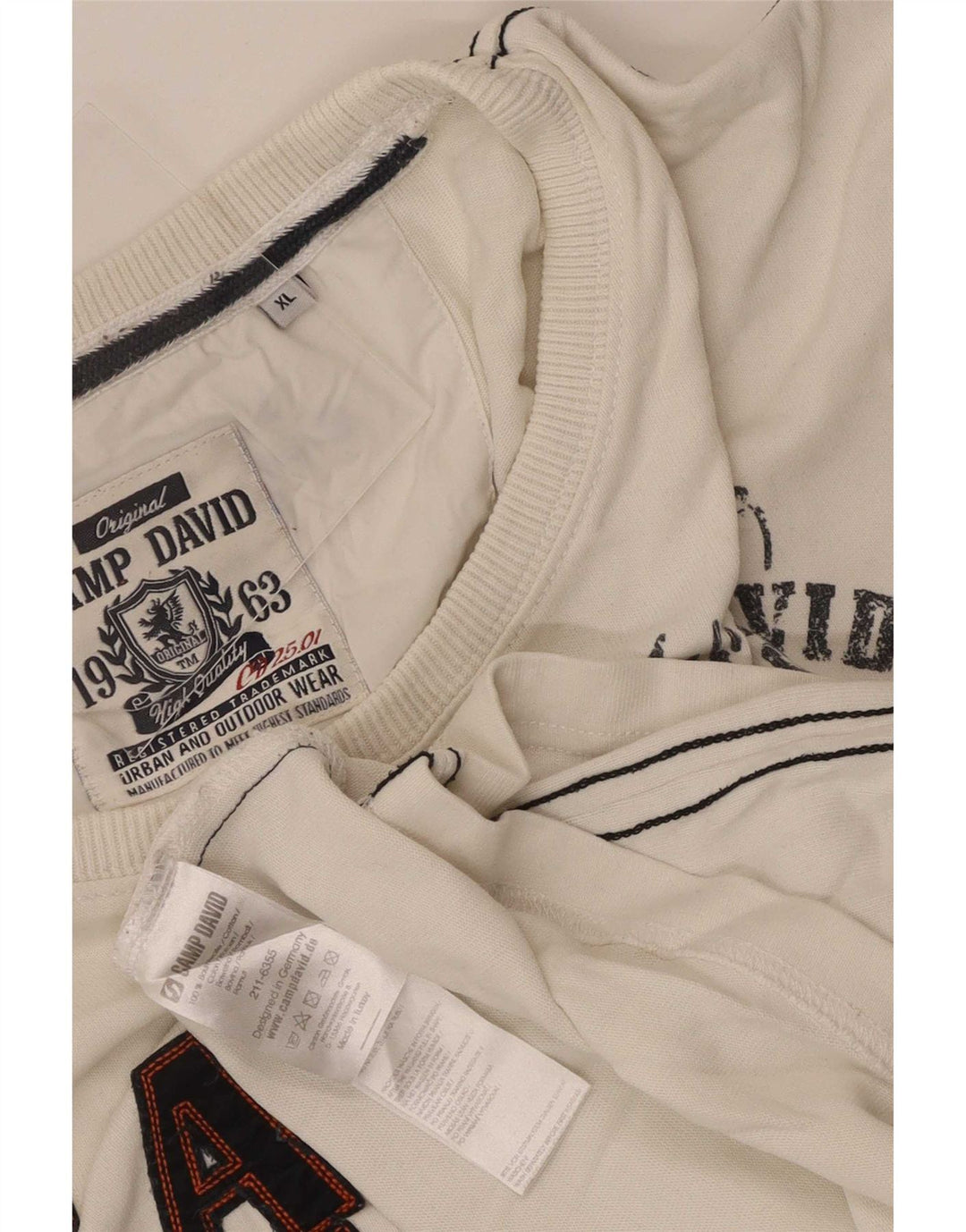 Camp David Mens Graphic Top Long Sleeve XL White Cotton