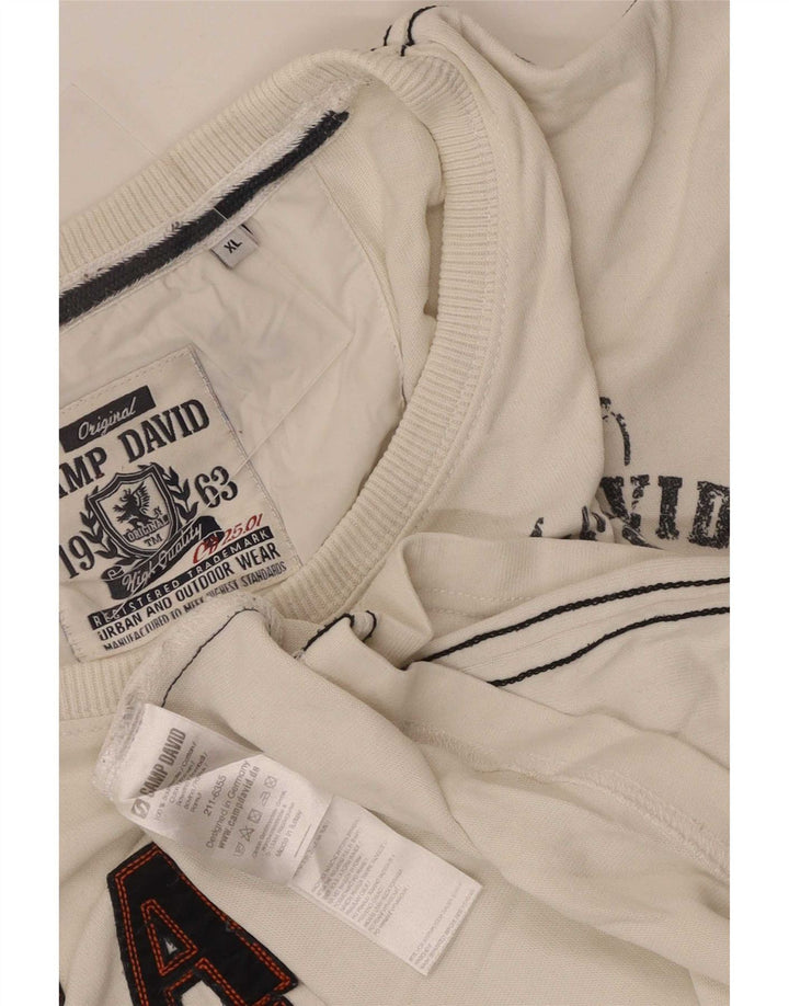 Camp David Mens Graphic Top Long Sleeve XL White Cotton