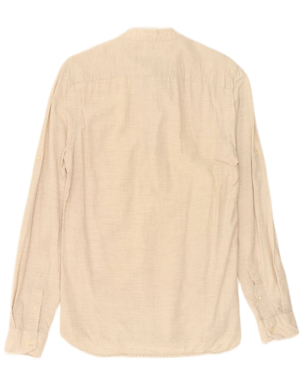 Zara Mens Slim Fit Pullover Shirt Small Beige