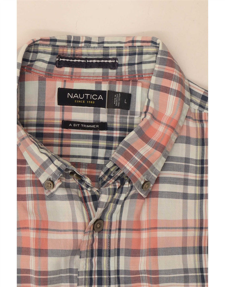 Nautica Mens Short Sleeve Shirt Large Multicoloured Check Cotton