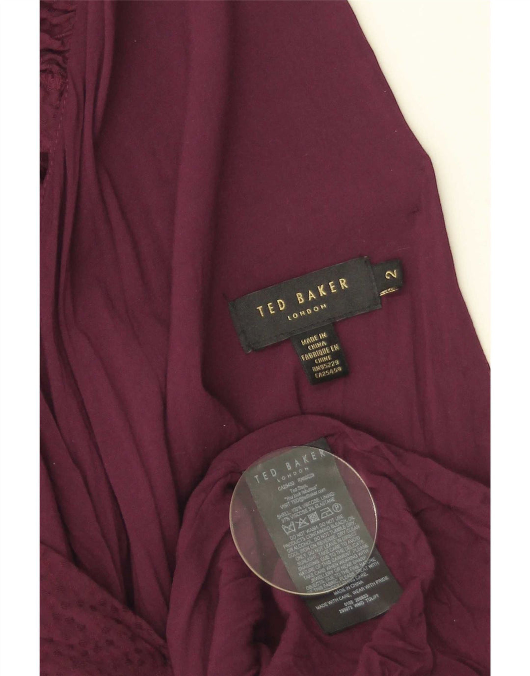 Ted Baker Womens Maxi Dress Size 2 Small Burgundy Viscose