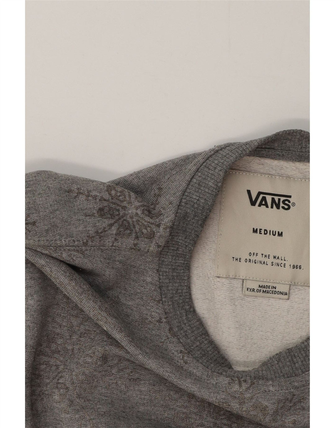 Vans Mens Sweatshirt Jumper Medium Grey Floral Cotton