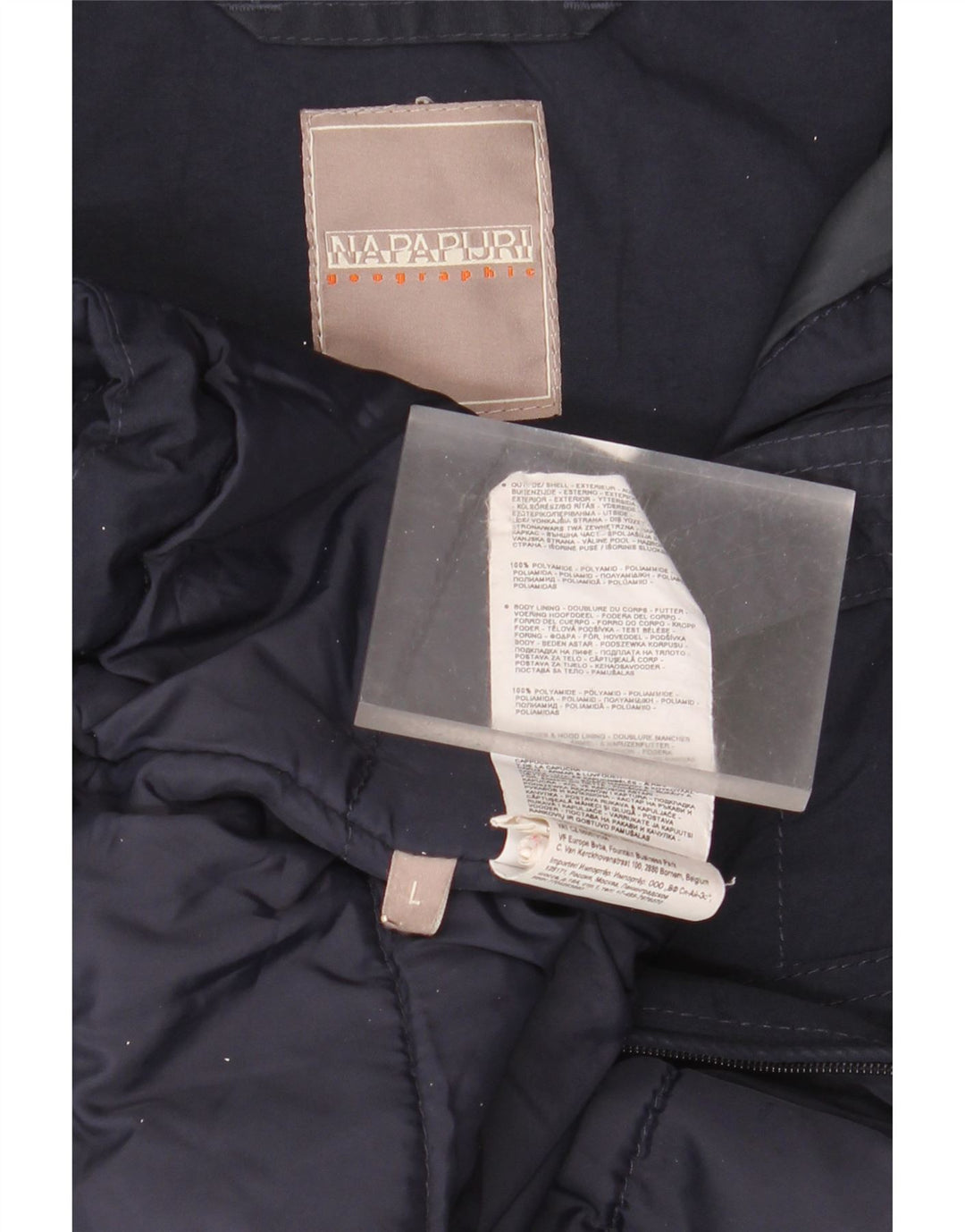 Napapijri Mens Hooded Graphic Anorak Jacket UK 40 Large Navy Blue Polyamide