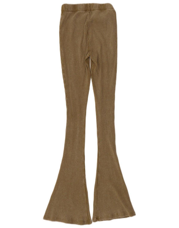 Zara Womens Flare Casual Trousers Medium W28 L33 Khaki Cotton
