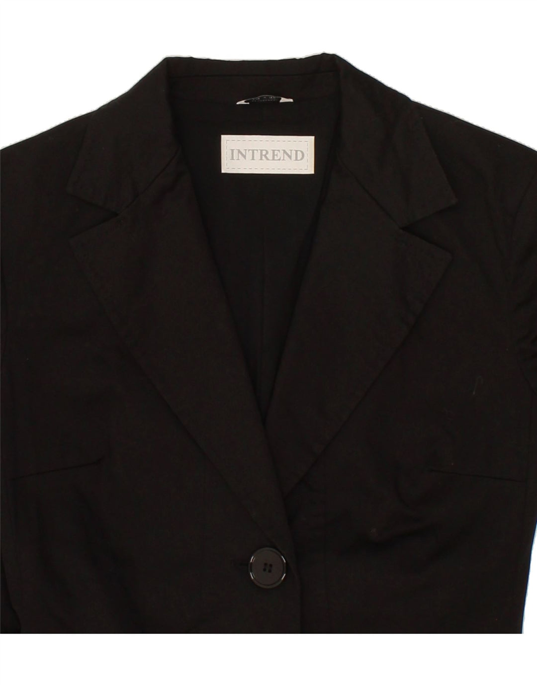 INTREND Womens 2 Button Blazer Jacket UK 8 Small Black Cotton Vintage Intrend and Second-Hand Intrend from Messina Hembry 