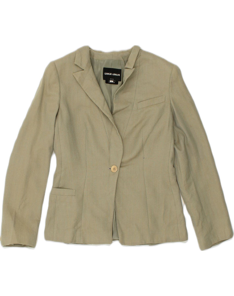 GIORGIO ARMANI Womens 1 Button Blazer Jacket IT 44 Medium Khaki Cashmere | Vintage Giorgio Armani | Thrift | Second-Hand Giorgio Armani | Used Clothing | Messina Hembry 