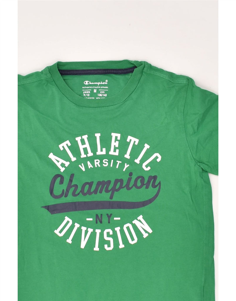 CHAMPION Boys Graphic T-Shirt Top 9-10 Years Medium Green Cotton | Vintage Champion | Thrift | Second-Hand Champion | Used Clothing | Messina Hembry 