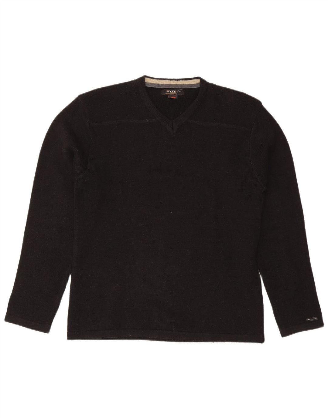 Sixty Mens V-Neck Jumper Sweater Large Black Acrylic