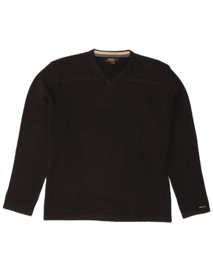 Sixty Mens V-Neck Jumper Sweater Large Black Acrylic