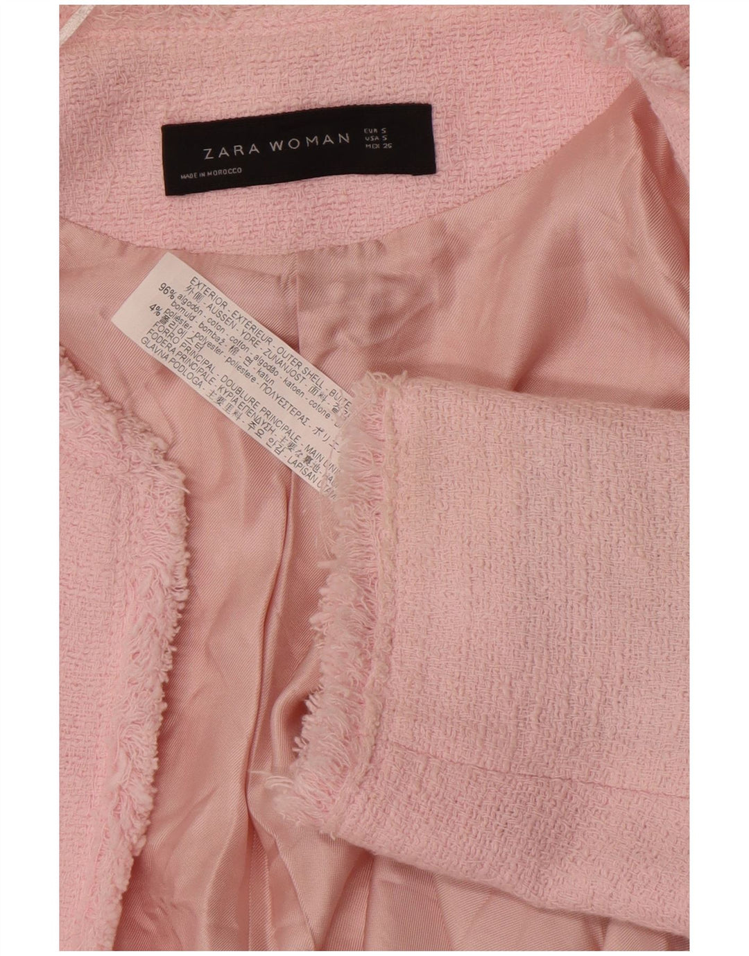 Zara Womens Open Overcoat UK 10 Small Pink Cotton