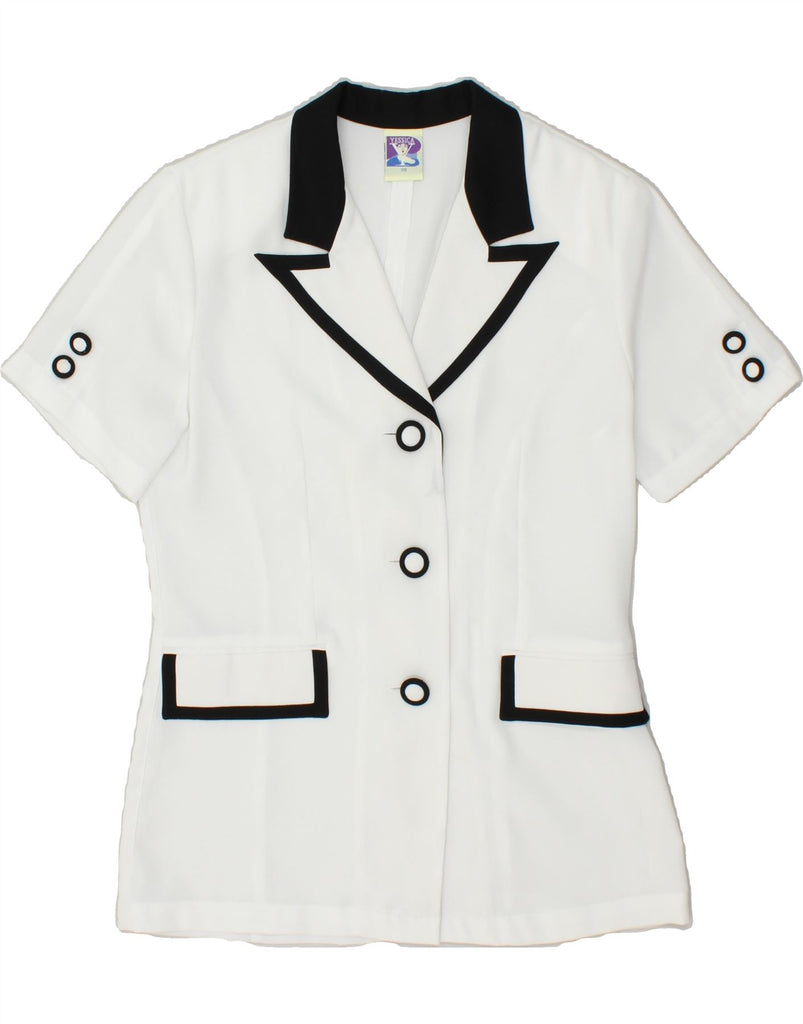 YESSICA Womens Short Sleeve 3 Button Blazer Jacket EU 38 Medium White | Vintage Yessica | Thrift | Second-Hand Yessica | Used Clothing | Messina Hembry 