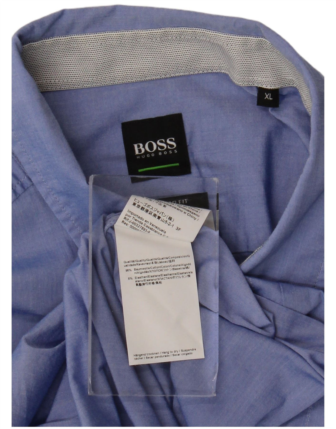 Hugo Boss Mens Regular Fit Shirt XL Blue Cotton