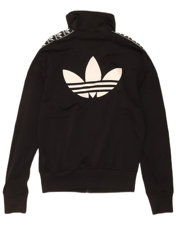 Adidas Womens Graphic Tracksuit Top Jacket UK 10 Small Black Sports