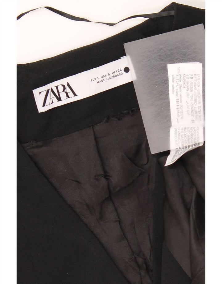 Zara Womens Longline Waistcoat UK 10 Small Black Polyester