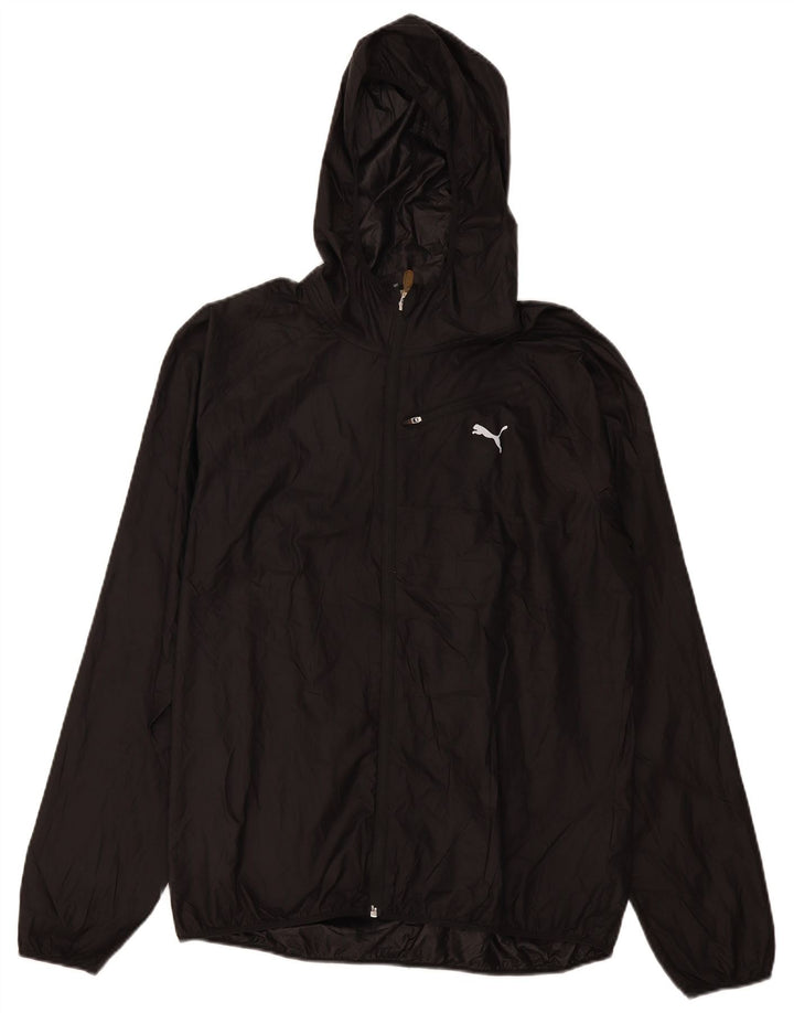 Puma Womens Hooded Rain Jacket UK 16 Large Black Polyester