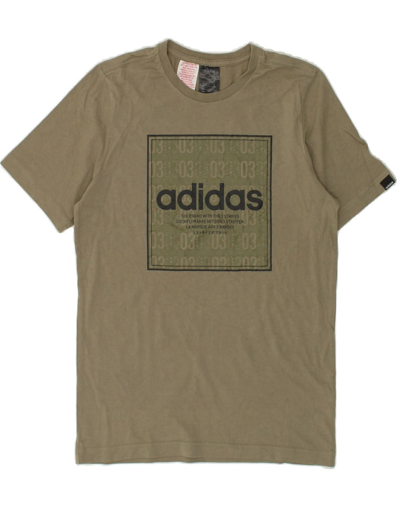 ADIDAS Boys Graphic T-Shirt Top 13-14 Years Large Khaki Cotton | Vintage Adidas | Thrift | Second-Hand Adidas | Used Clothing | Messina Hembry 