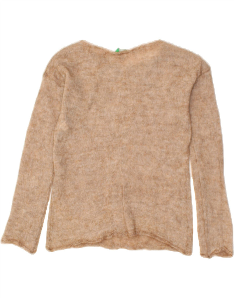 BENETTON Womens Boat Neck Jumper Sweater UK 12 Medium Beige | Vintage Benetton | Thrift | Second-Hand Benetton | Used Clothing | Messina Hembry 