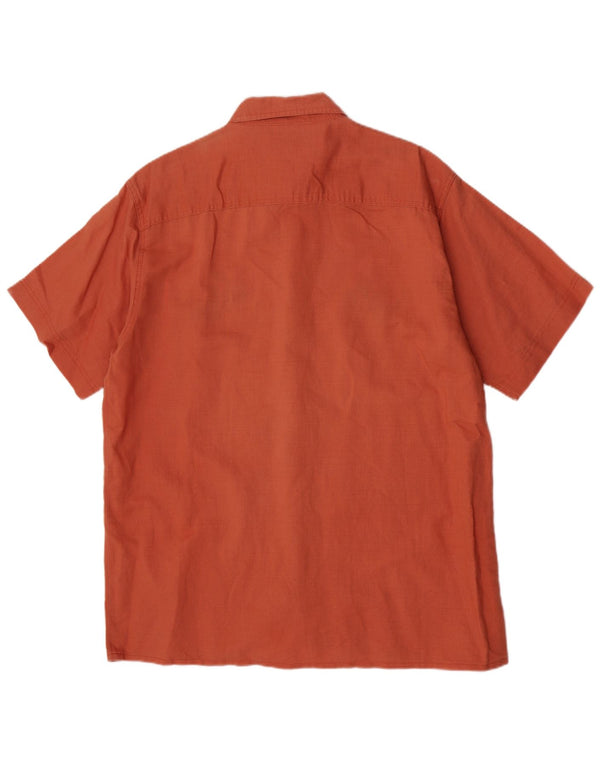 Avanti Mens Graphic Short Sleeve Shirt Size 41/42 Large Orange Ramie