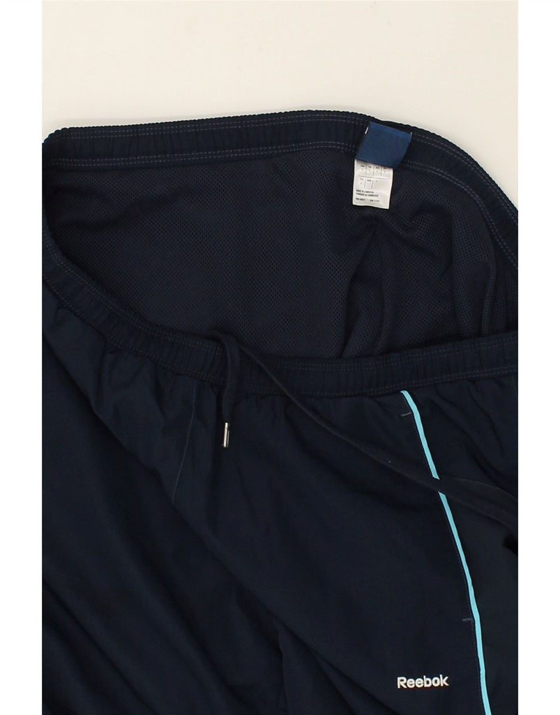 REEBOK Mens Tracksuit Trousers Large Navy Blue Polyester | Vintage Reebok | Thrift | Second-Hand Reebok | Used Clothing | Messina Hembry 