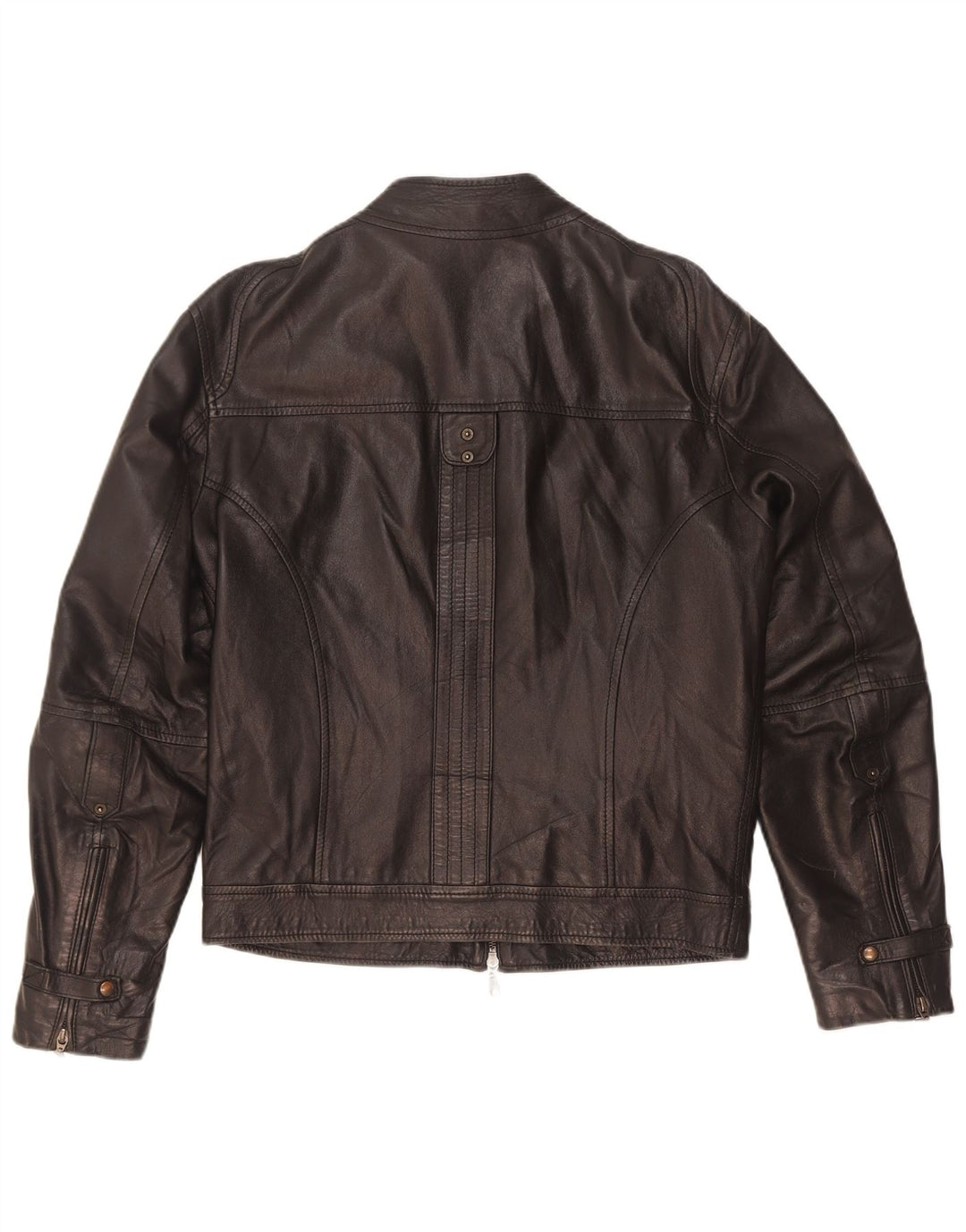 Vintage Mens Leather Biker Jacket IT 46 Small Black