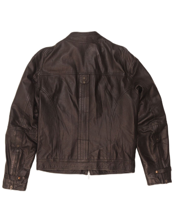 Vintage Mens Leather Biker Jacket IT 46 Small Black