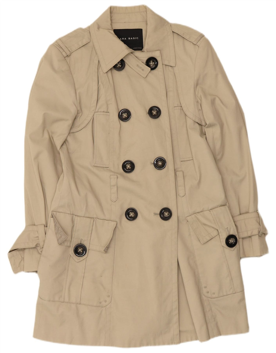 Zara Womens Trench Coat UK 14 Large Beige Nylon