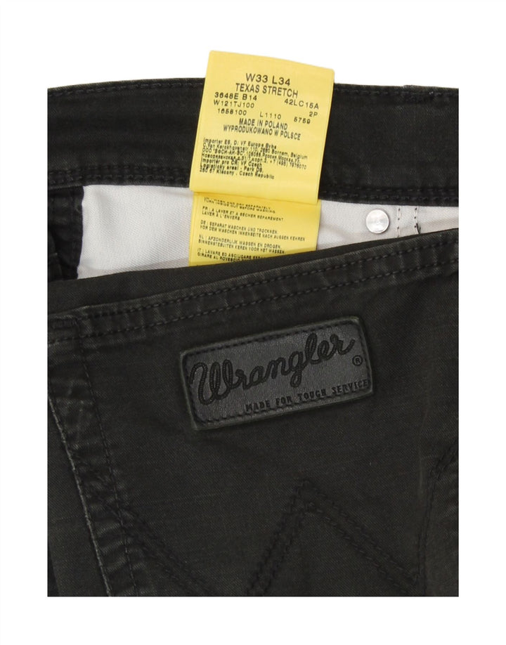 Wrangler Mens Texas Stretch Straight Jeans W33 L34 Black Cotton