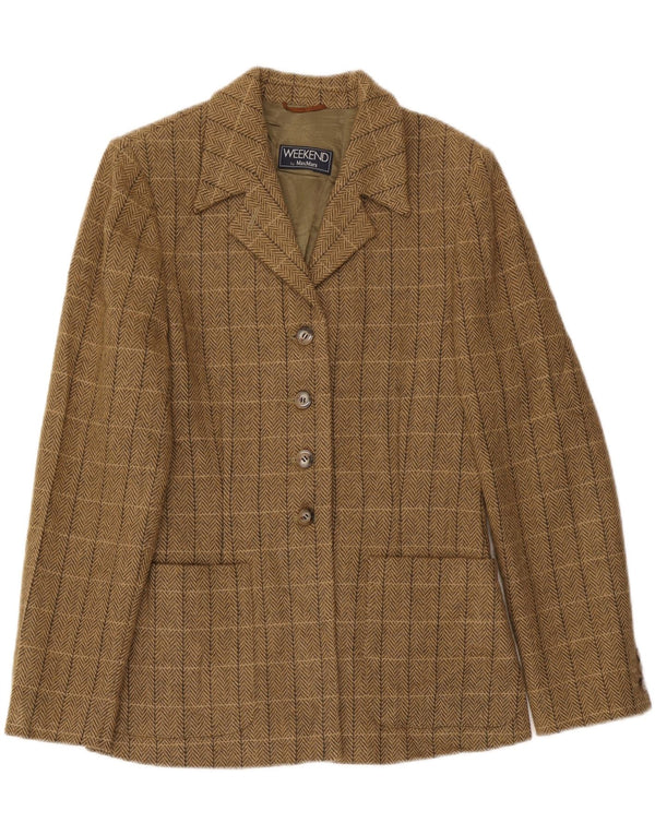 Max Mara Womens Weekend Blazer Jacket UK 16 Large Brown Check Classic