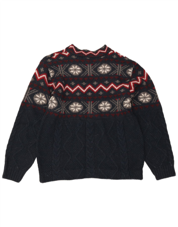 Invicta Mens Crew Neck Jumper Sweater Medium Navy Blue Fair Isle