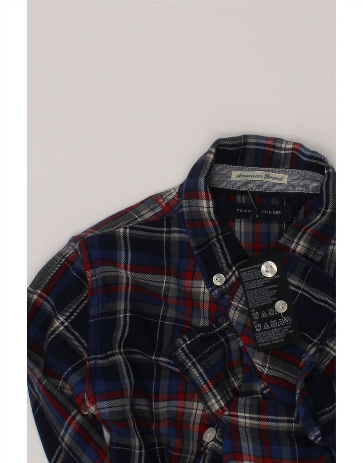 Tommy Hilfiger Boys Flannel Shirt 3-4 Years Navy Blue Check Cotton