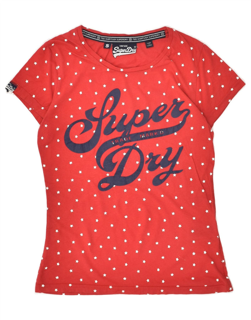 SUPERDRY Womens Vintage Graphic T-Shirt Top UK 10 Small Red Spotted Cotton | Vintage Superdry | Thrift | Second-Hand Superdry | Used Clothing | Messina Hembry 