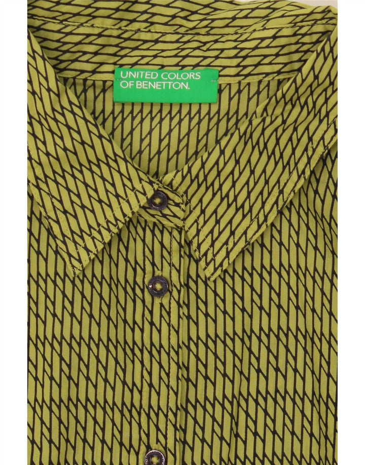 Benetton Womens Shirt UK 16 Large Green Geometric