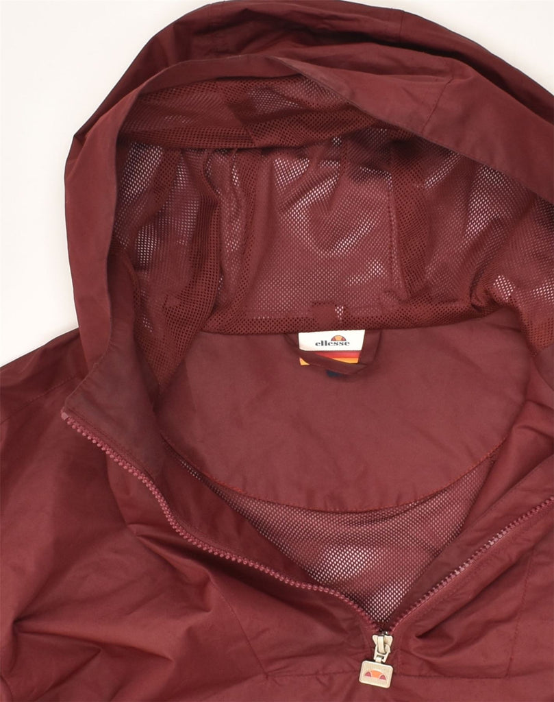 ELLESSE Womens Hooded Anorak Jacket UK 14 Medium Burgundy Polyester | Vintage Ellesse | Thrift | Second-Hand Ellesse | Used Clothing | Messina Hembry 