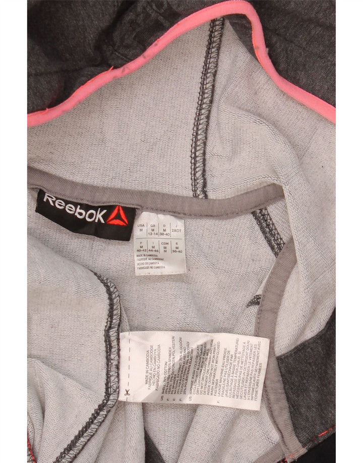 REEBOK Womens Zip Hoodie Sweater UK 12/14 Medium Grey Cotton Vintage Reebok and Second-Hand Reebok from Messina Hembry 