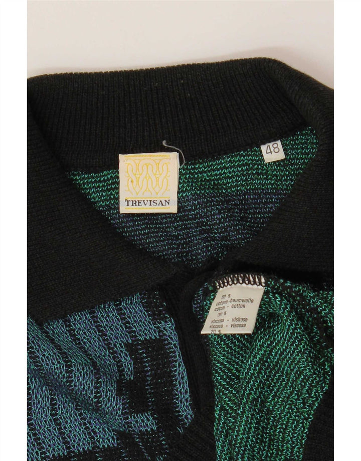 Vintage Mens Abstract Pattern Polo Neck Jumper Sweater IT 48 Medium Multico