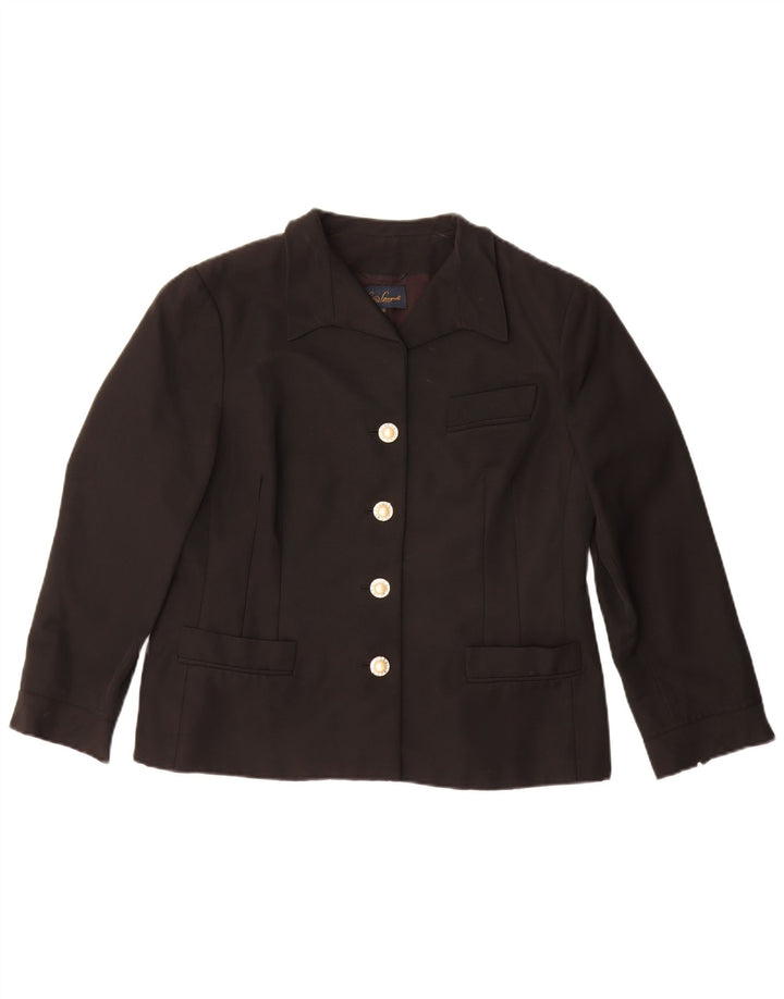 Luisa Spagnoli Womens 4 Button Blazer Jacket IT 48 XL Black Cotton