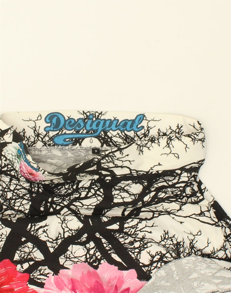 DESIGUAL Womens Crazy Pattern A-Line Skirt UK 8 Small W29 White Floral | Vintage Desigual | Thrift | Second-Hand Desigual | Used Clothing | Messina Hembry 