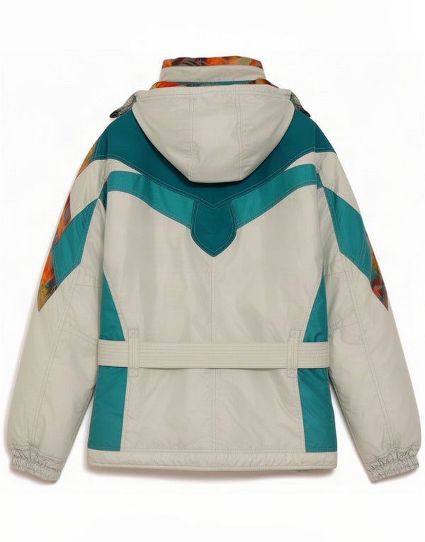 Ellesse Womens Hooded Ski Jacket IT 42 Medium White Colourblock Polyester